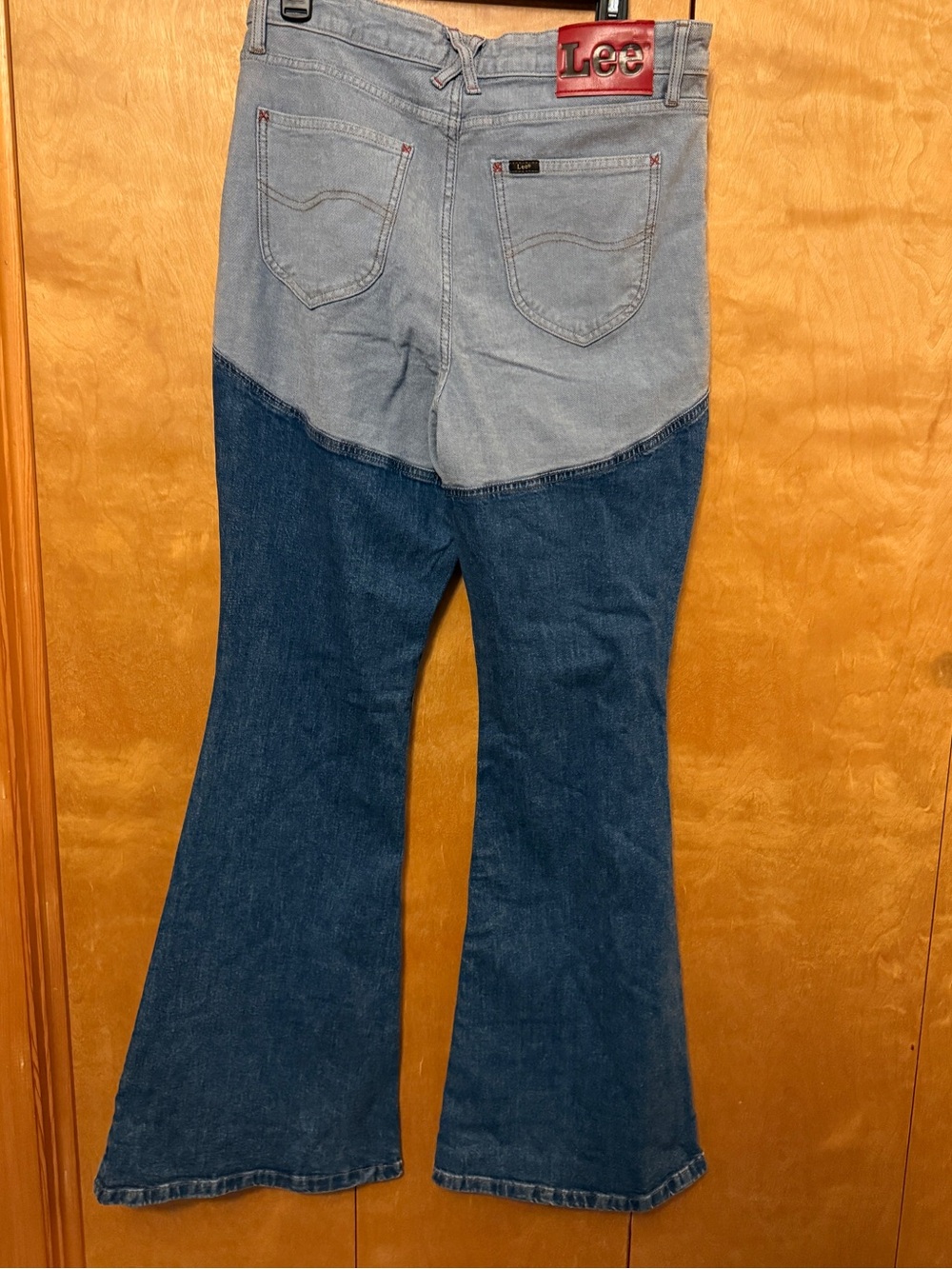 Kacey Lee Higher Climb Two-Tone High-Rise Flare Jeans Size 12 Long